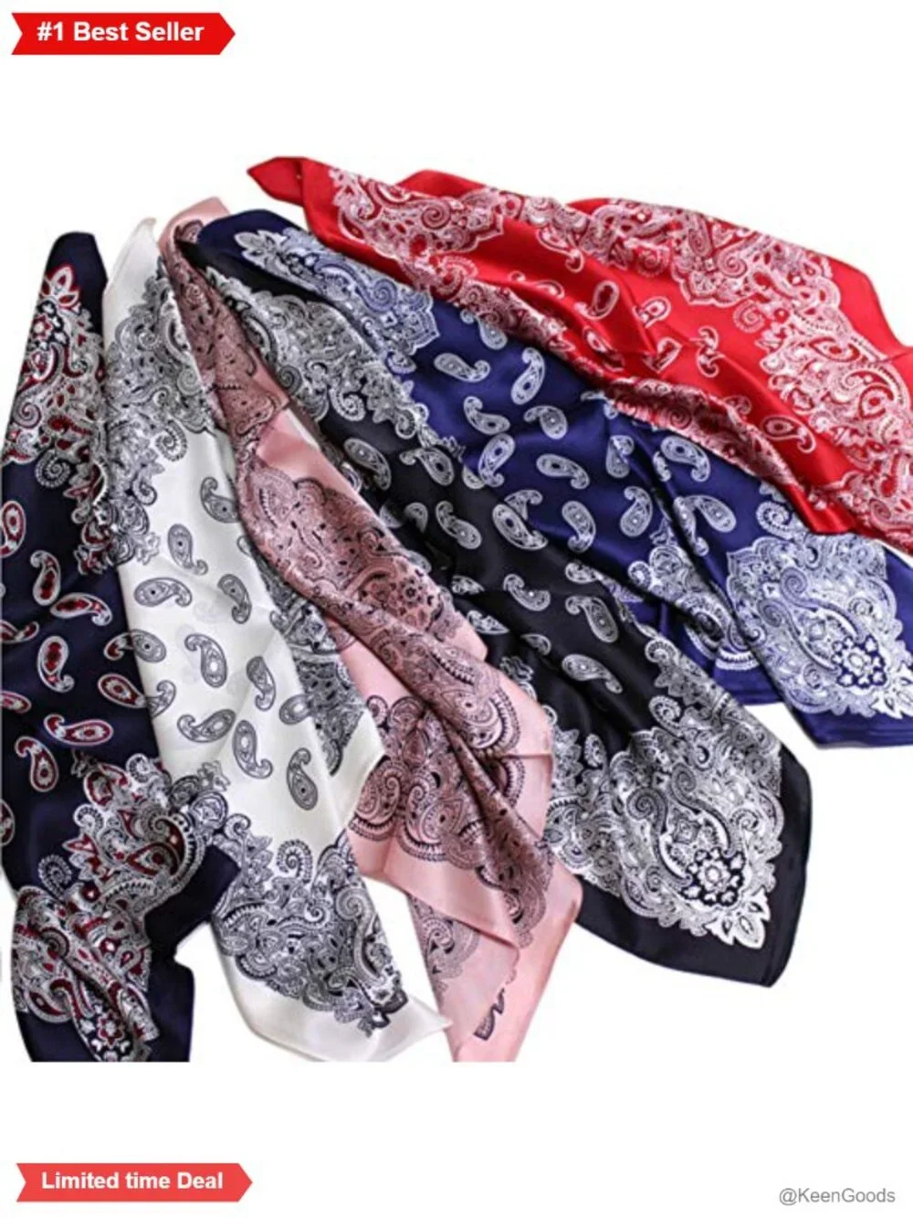 100% Mulberry Silk Scarf 21x21 Paisley Square Hair Head Neck Wrap